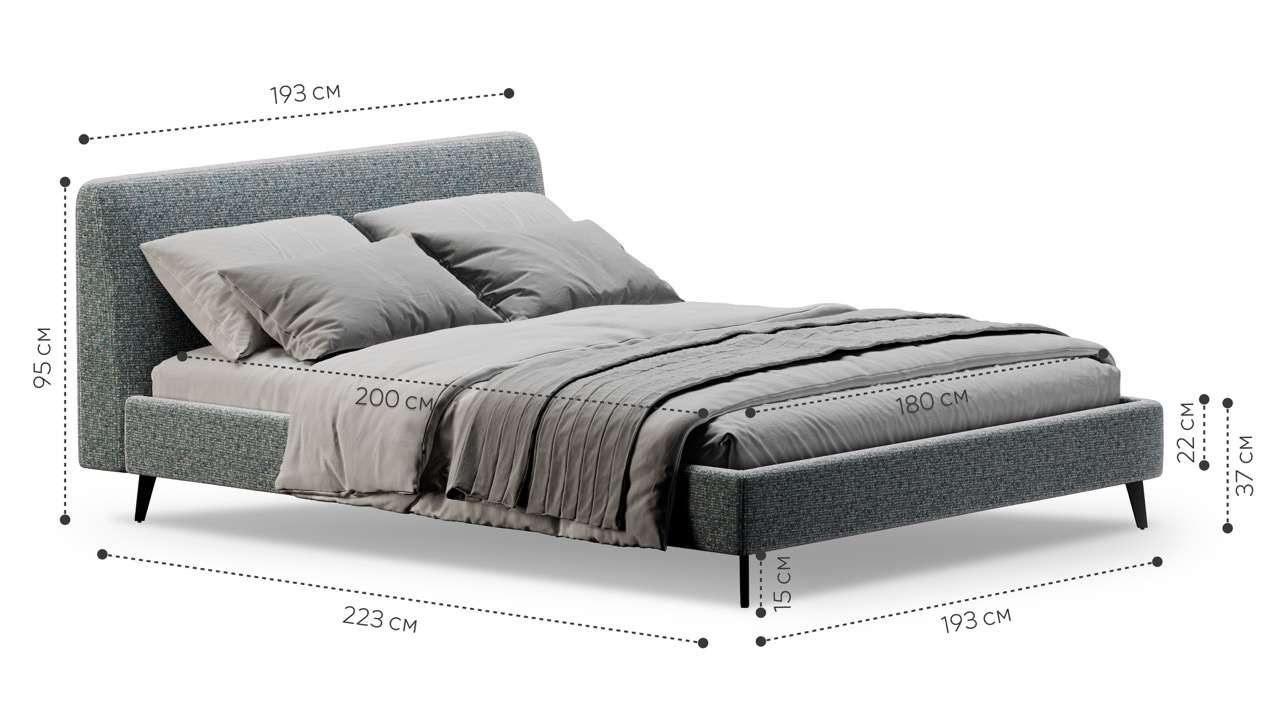 Кровать Симпл на ножках 180х200 рогожка Lotto 404